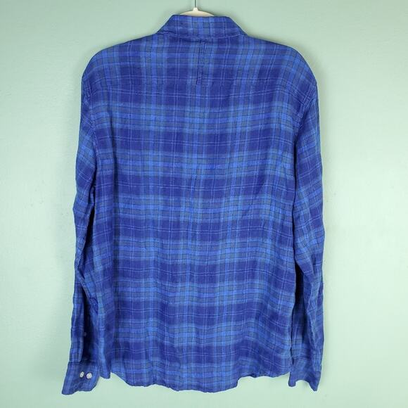 Banana Republic Linen Plaid Standard Button Down Long Sleeve Shirt Size Medium - Picture 2 of 6